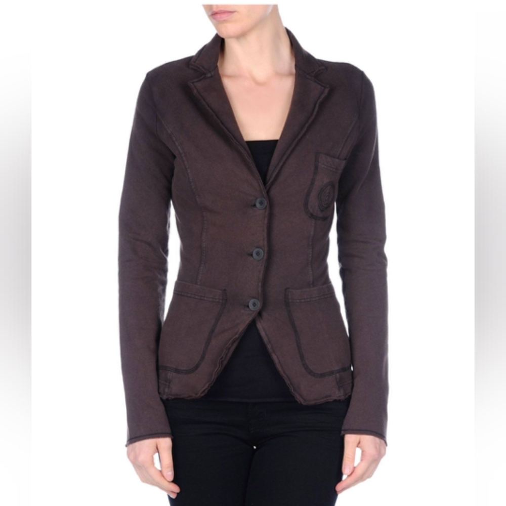 DANZA women's brown cotton distressed jacket S